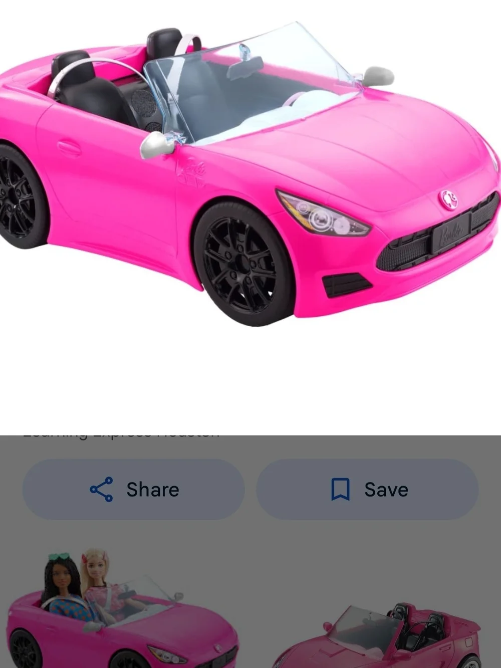 Pink BARBIE Convertible  Toy Carsx2
